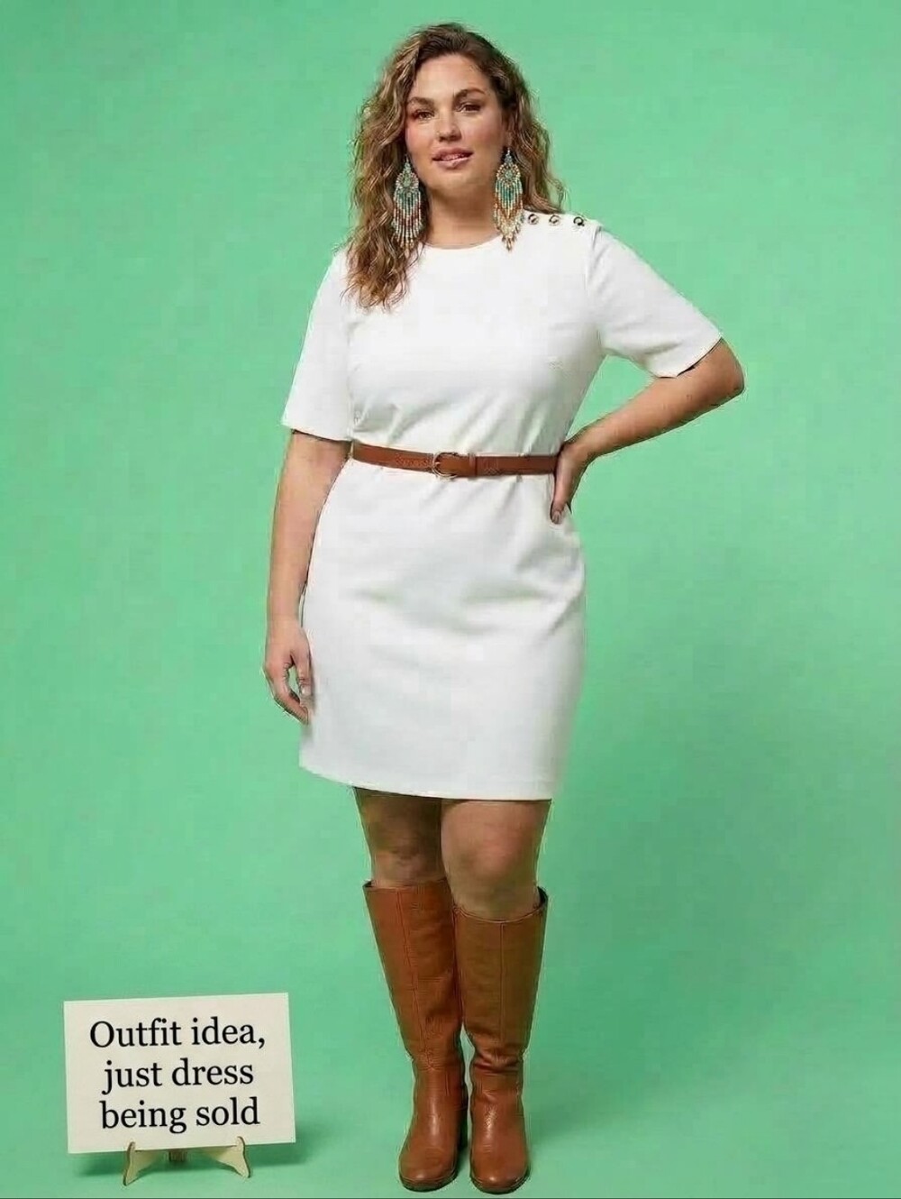 HGM White Short-Sleeve Shift Dress with Silver Shoulder Accent Buttons, XXL